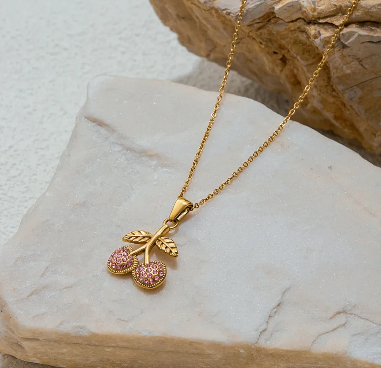 Pink cherrie kiss necklace